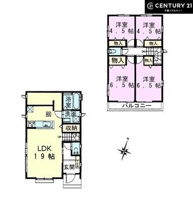 �Ԏ��} 4LDK�A������o���R�j�[�A�S��2�ʍ̌��Ŗ��邢�������ɁI