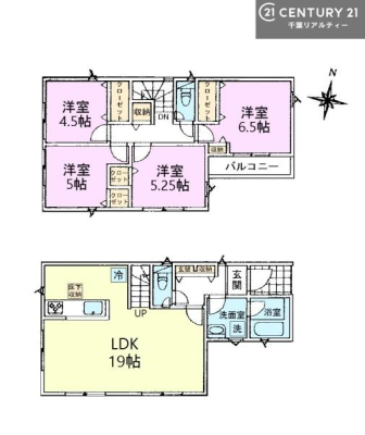 �Ԏ��} 4LDK�̂�Ƃ肠��Ԏ��́A�Ƒ����ꂼ��̋��ꏊ���m�ۂ��A
LDK�𒆐S�ɂ��������Œc���̎��Ԃ��L���ɁB
�S�����[�����ŏZ��Ԃ���������ۂĂ�݌v�ł��B