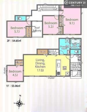 �Ԏ��} 4LDK�̊Ԏ��́A���Ƒ����ꂼ��̃v���C�x�[�g��Ԃ��m�ۂ��Ȃ���A���r���O�𒆐S�Ɏ��R�ƏW�܂��o�����X�̗ǂ��v�����ł��B