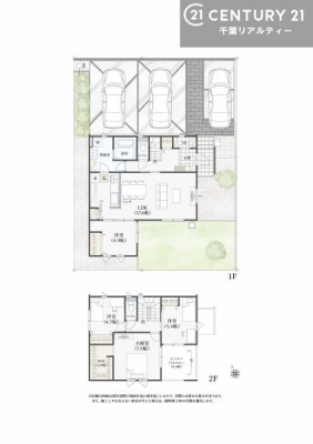 �Ԏ��} 4LDK�̂�Ƃ肠��Ԏ��́A�Ƒ����ꂼ��̋��ꏊ���m�ۂ��A
LDK�𒆐S�ɂ��������Œc���̎��Ԃ��L���ɁB
�S�����[�����ŏZ��Ԃ���������ۂĂ�݌v�ł��B