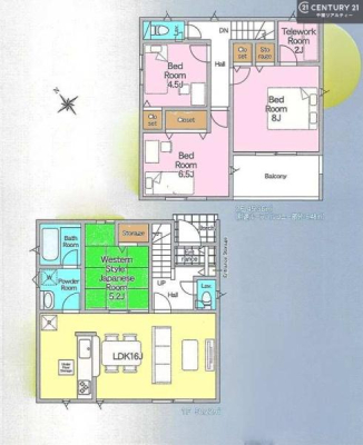 �Ԏ��} 4SLDK�̂�Ƃ肠��Ԏ��́A�Ƒ����ꂼ��̋��ꏊ���m�ۂ��A
LDK�𒆐S�ɂ��������Œc���̎��Ԃ��L���ɁB
�S�����[�����ŏZ��Ԃ���������ۂĂ�݌v�ł��B