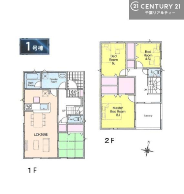 �Ԏ��} 4LDK�̂�Ƃ肠��Ԏ��́A�Ƒ����ꂼ��̋��ꏊ���m�ۂ��A
LDK�𒆐S�ɂ��������Œc���̎��Ԃ��L���ɁB
�S�����[�����ŏZ��Ԃ���������ۂĂ�݌v�ł��B