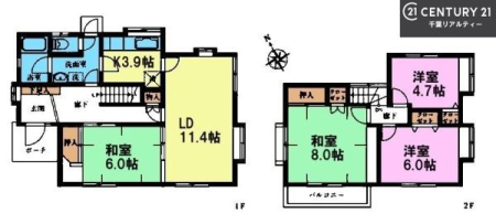 �Ԏ��} 4LDK�̂�Ƃ肠��Ԏ��́A�Ƒ����ꂼ��̋��ꏊ���m�ۂ��A
LDK�𒆐S�ɂ��������Œc���̎��Ԃ��L���ɁB
�S�����[�����ŏZ��Ԃ���������ۂĂ�݌v�ł��B